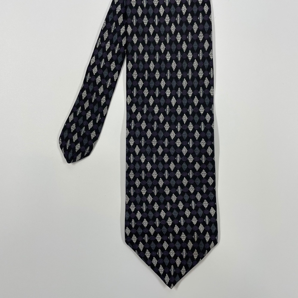 Woodward Purple Grey Geometric Diamond Silk Necktie Mens One Size